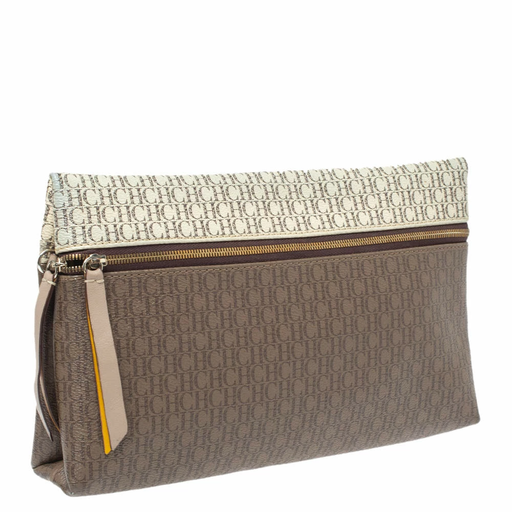 Carolina Herrera Signature Coated Canvas Inro Clutch Women - Brown