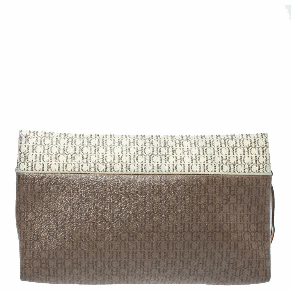 Carolina Herrera Signature Coated Canvas Inro Clutch Women - Brown