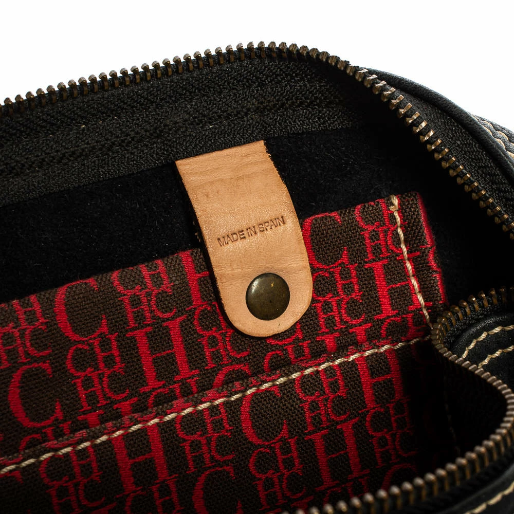 Carolina Herrera Black Monogram Leather Large Andy Boston Bag Women 18 Carolina Herrera Black Monogram Leather Large Andy Boston Bag Women - Image 18