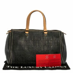 Carolina Herrera Black Monogram Leather Large Andy Boston Bag Women 39 Carolina Herrera Black Monogram Leather Large Andy Boston Bag Women -Carolina Herrera Shop luxury women carolina herrera used handbags p330633 024
