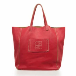 Carolina Herrera Red Leather Tote Women