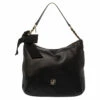 Carolina Herrera Black Leather Bow Zip Hobo Women