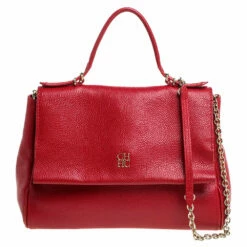 Carolina Herrera Red Leather Minueto Flap Bag Women