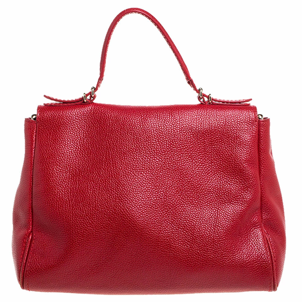Carolina Herrera Red Leather Minueto Flap Bag Women