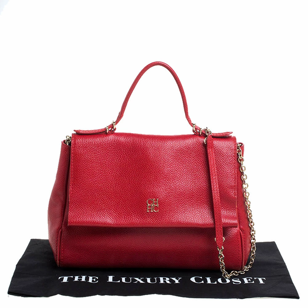 Carolina Herrera Red Leather Minueto Flap Bag Women
