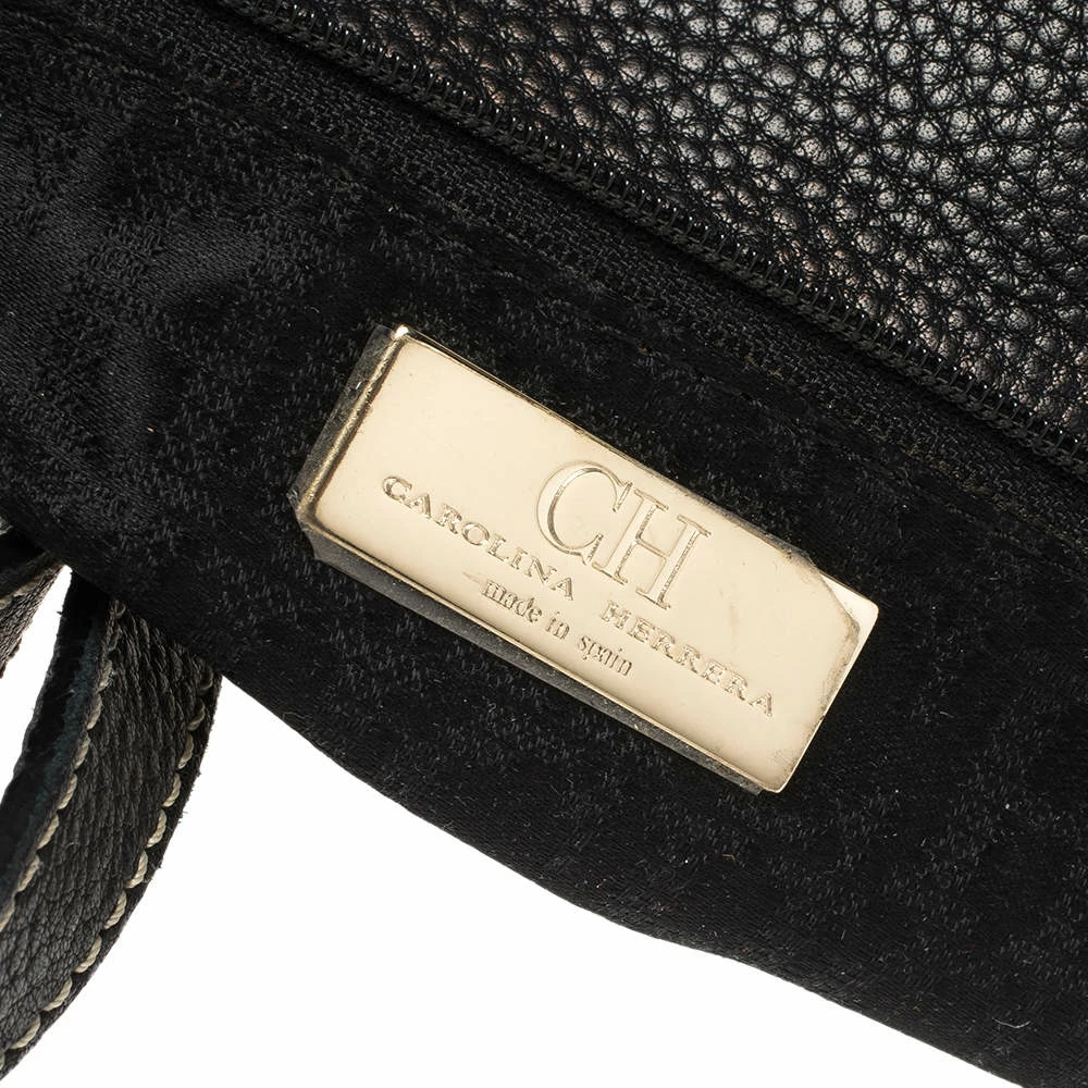 Carolina Herrera Black Leather CHCH Logo Tote Women