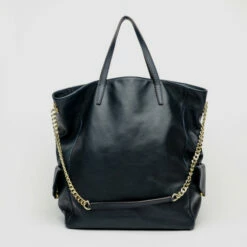 Carolina Herrera Blue Leather Chain Handle Tote Women