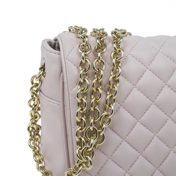 Carolina Herrera Pink Quilted Leather Flap Bag Women - White