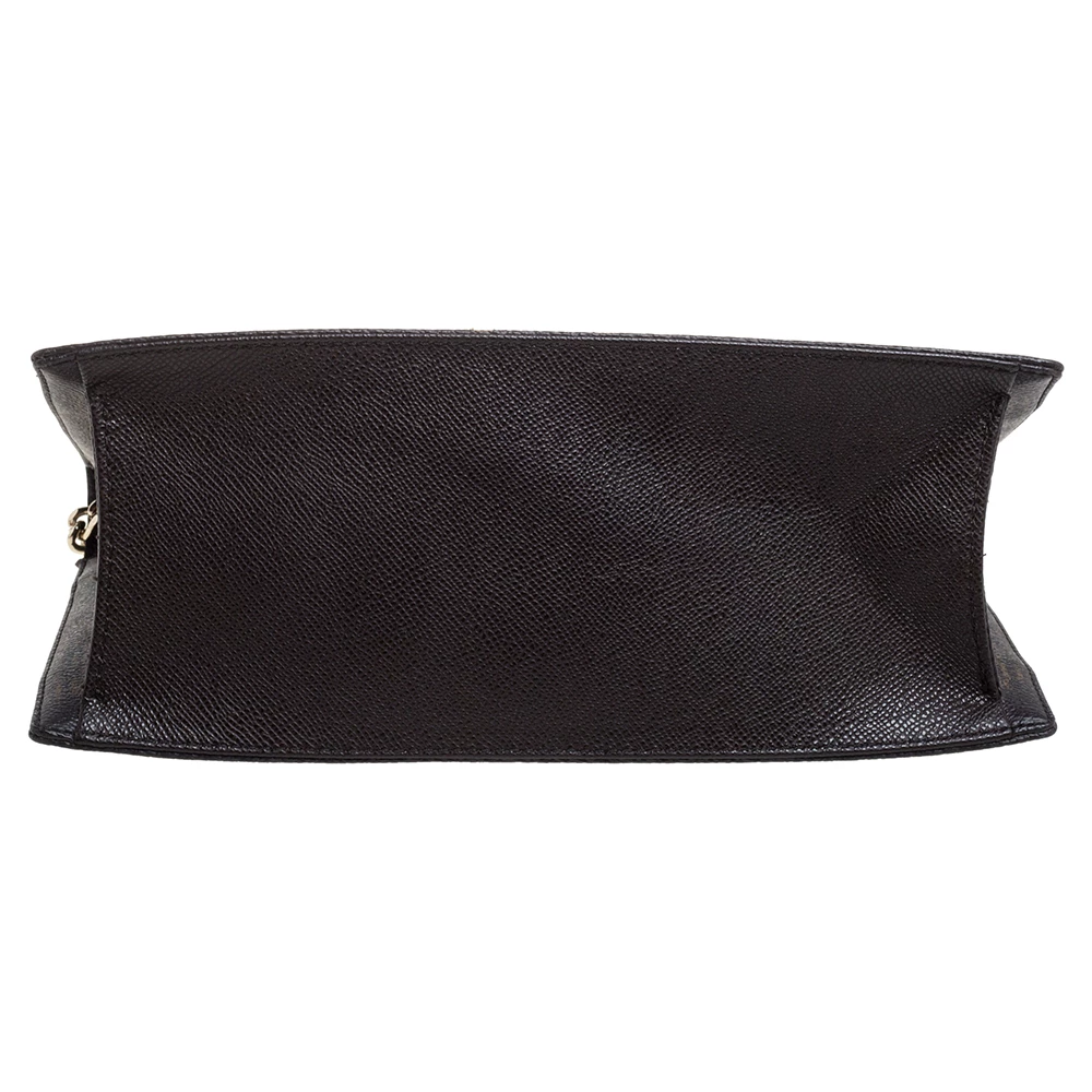 Carolina Herrera Dark Brown Signature Coated Canvas and Leather Carry on Bag Women