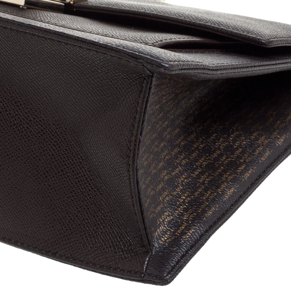 Carolina Herrera Dark Brown Signature Coated Canvas and Leather Carry on Bag Women