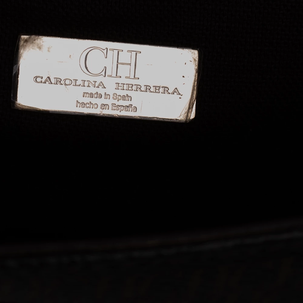 Carolina Herrera Dark Brown Signature Coated Canvas and Leather Carry on Bag Women