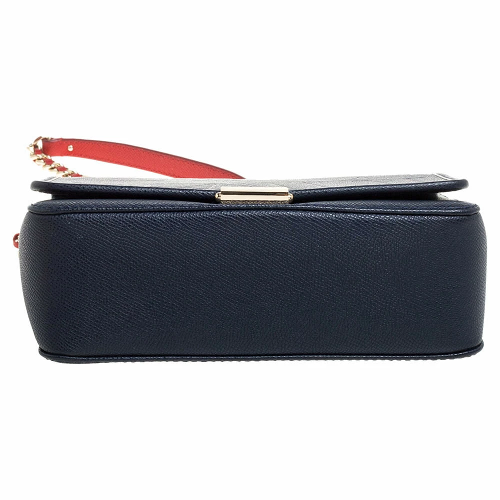 Carolina Herrera Navy Blue Leather Flap Shoulder Bag Women