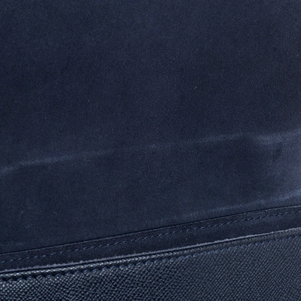 Carolina Herrera Navy Blue Leather Flap Shoulder Bag Women