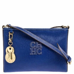 Carolina Herrera Blue Leather Crossbody Bag Women