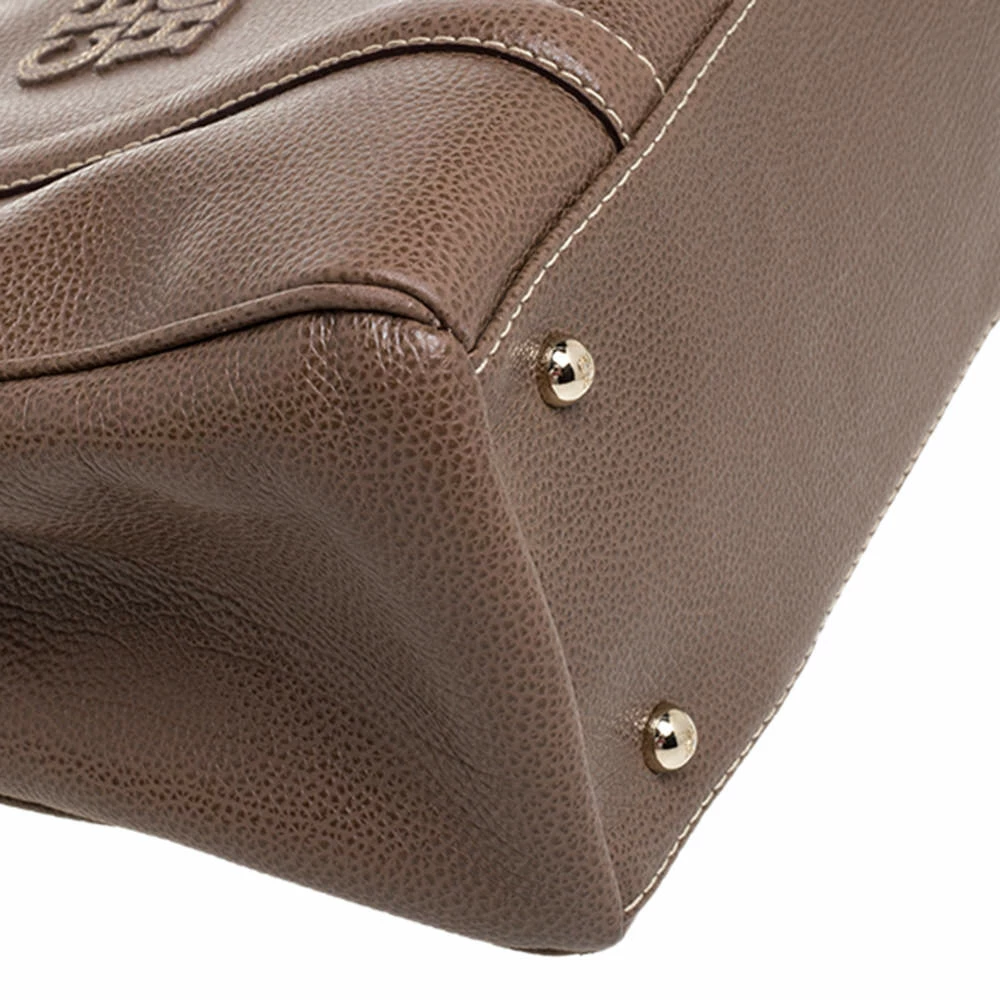 Carolina Herrera Brown Pebbled Leather Small Matteo Tote Women