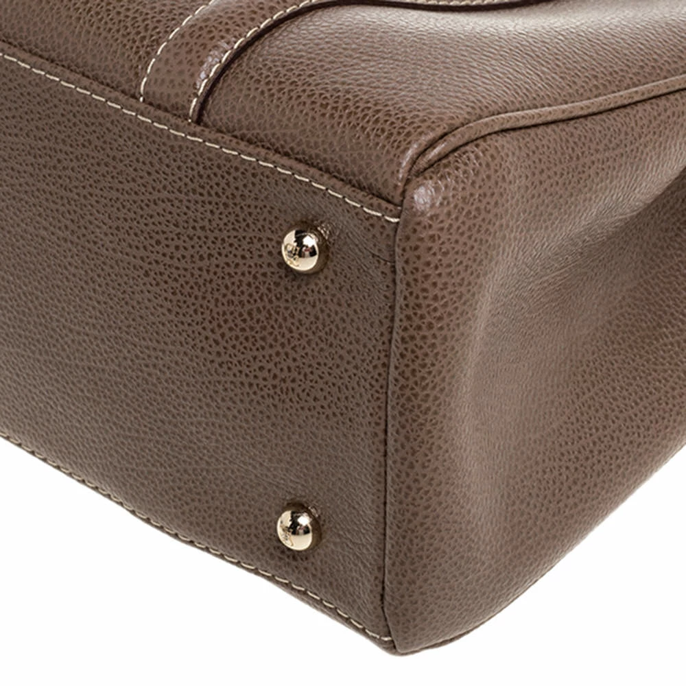 Carolina Herrera Brown Pebbled Leather Small Matteo Tote Women