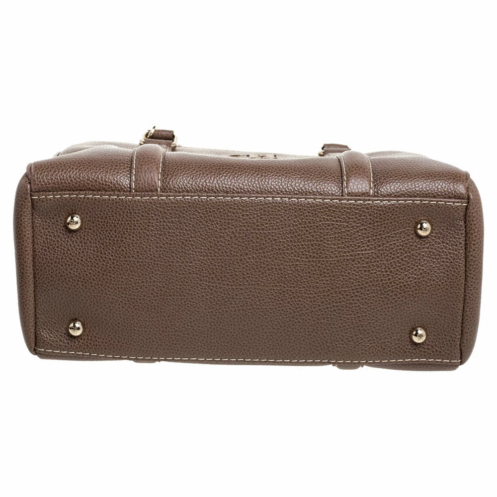 Carolina Herrera Brown Pebbled Leather Small Matteo Tote Women