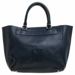 Carolina Herrera Blue Leather Zipped Tote Women