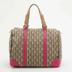 Carolina Herrera Pink Monogram Canvas And Leather Boston Women - Brown,pink