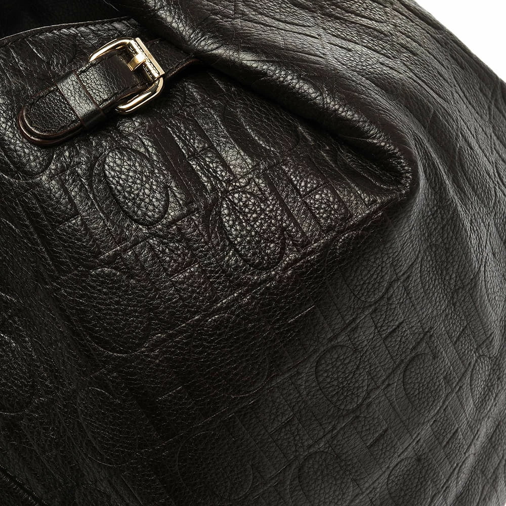 Carolina Herrera Brown Monogram Leather Tote Women