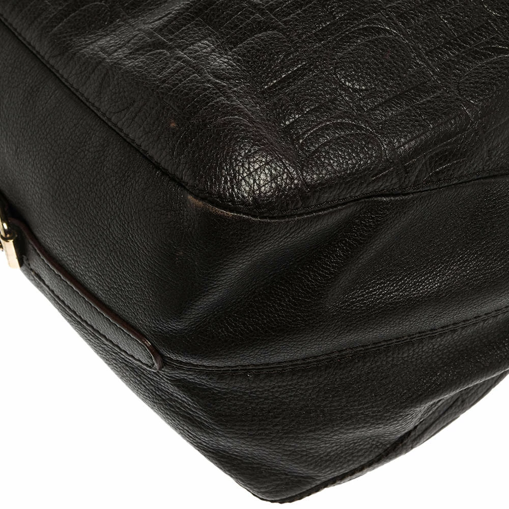 Carolina Herrera Brown Monogram Leather Tote Women