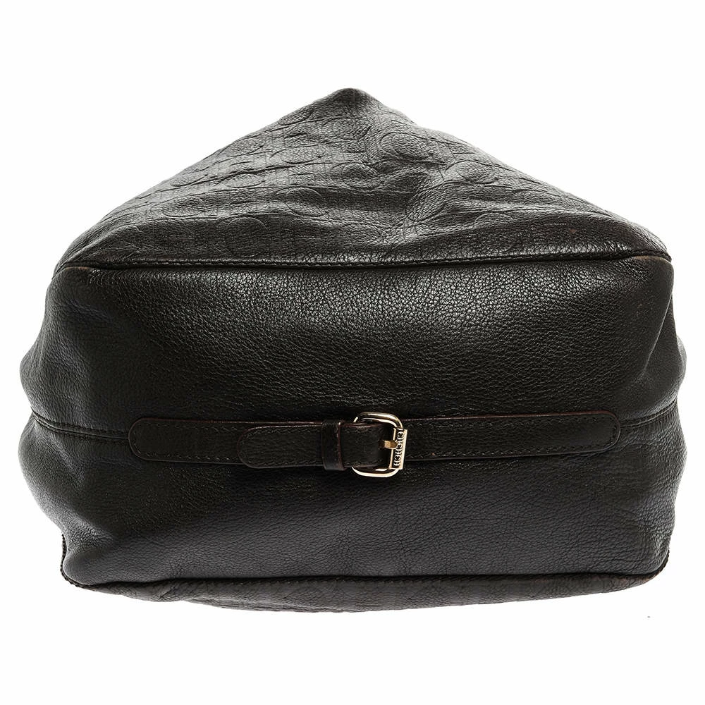 Carolina Herrera Brown Monogram Leather Tote Women