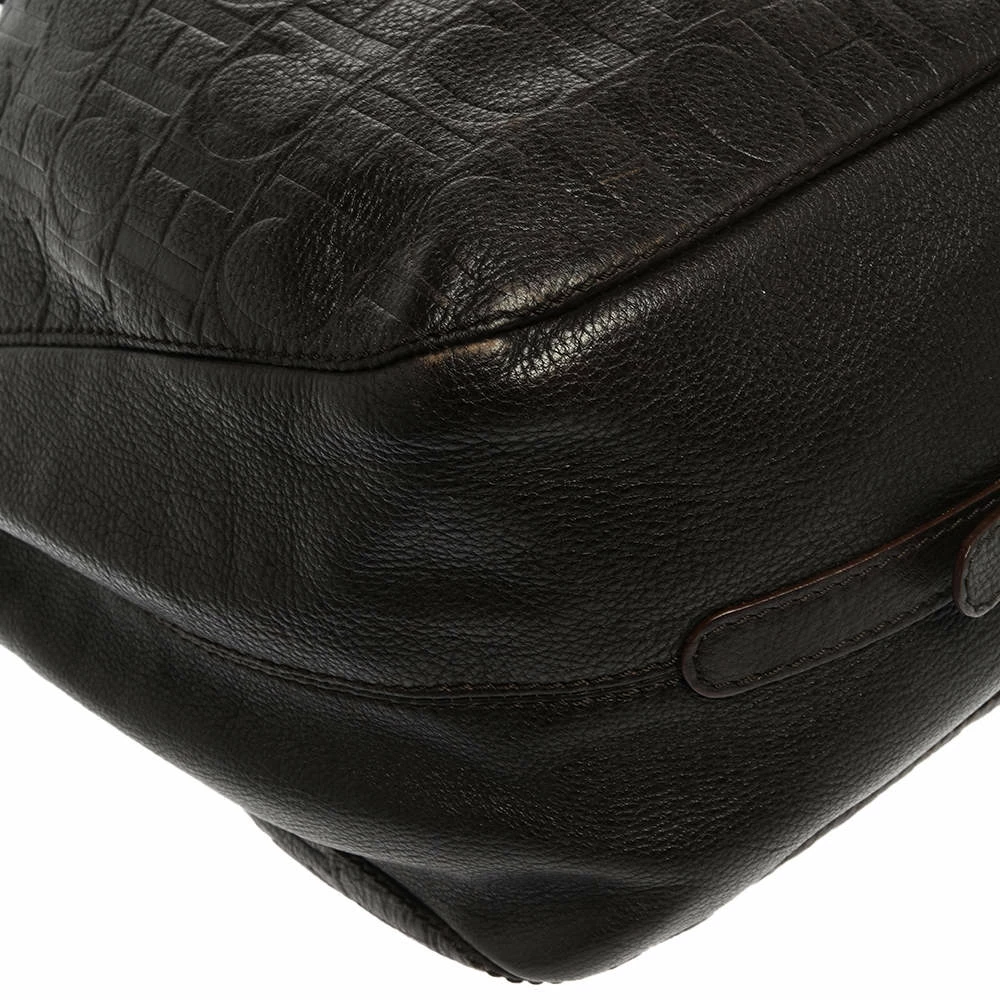 Carolina Herrera Brown Monogram Leather Tote Women