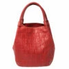 Carolina Herrera Red Monogram Leather Hobo Women