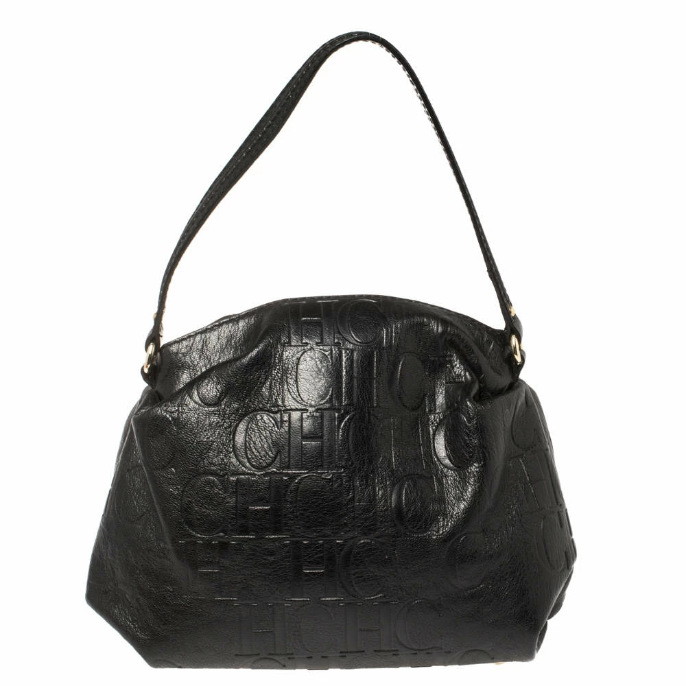 Carolina Herrera Black Monogram Leather Satchel Women 4 Carolina Herrera Black Monogram Leather Satchel Women - Image 4