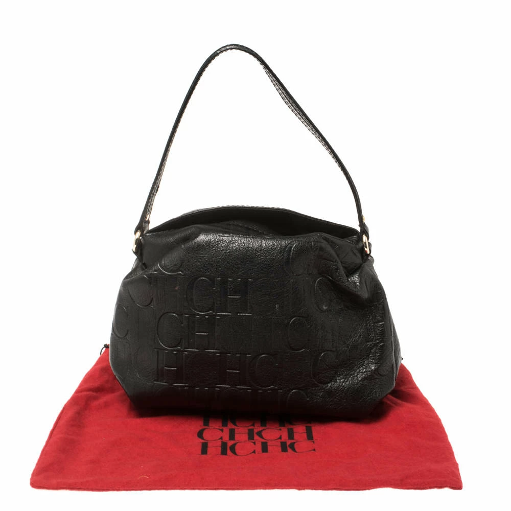 Carolina Herrera Black Monogram Leather Satchel Women 9 Carolina Herrera Black Monogram Leather Satchel Women - Image 9