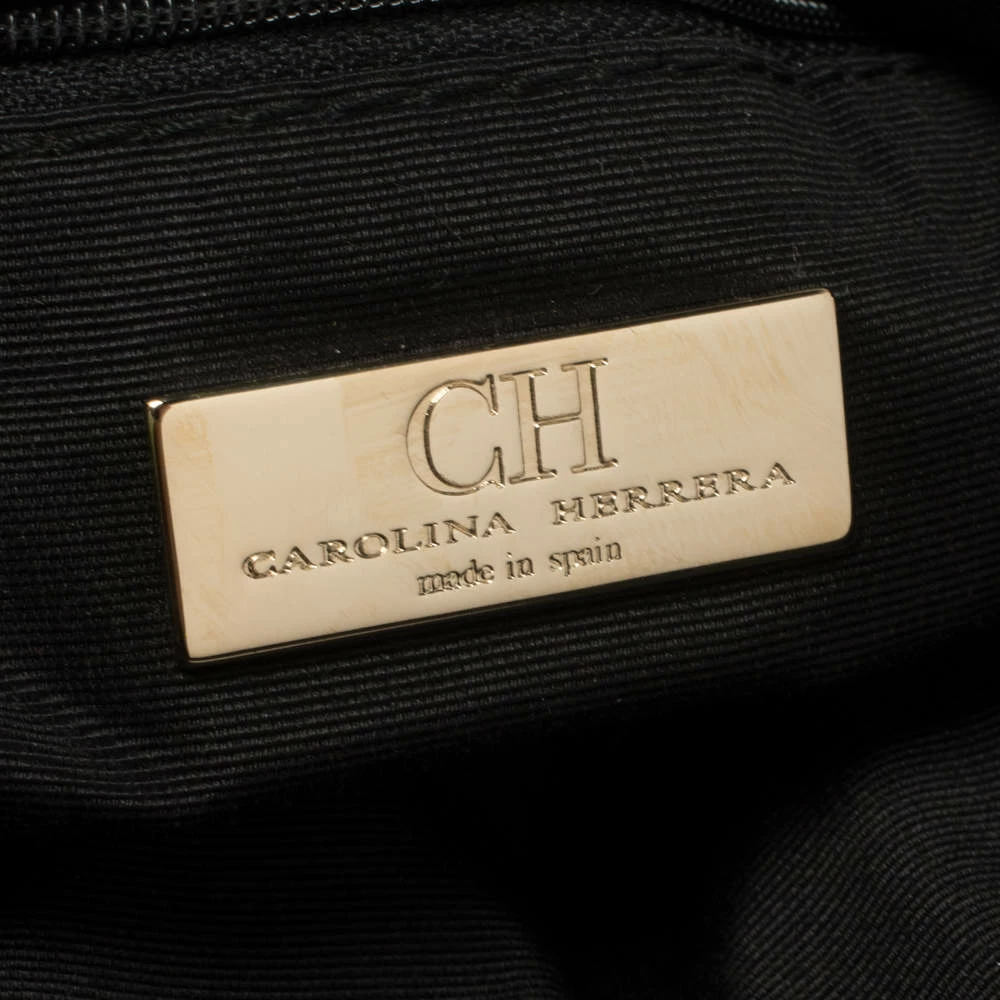 Carolina Herrera Black Monogram Leather Satchel Women 8 Carolina Herrera Black Monogram Leather Satchel Women - Image 8
