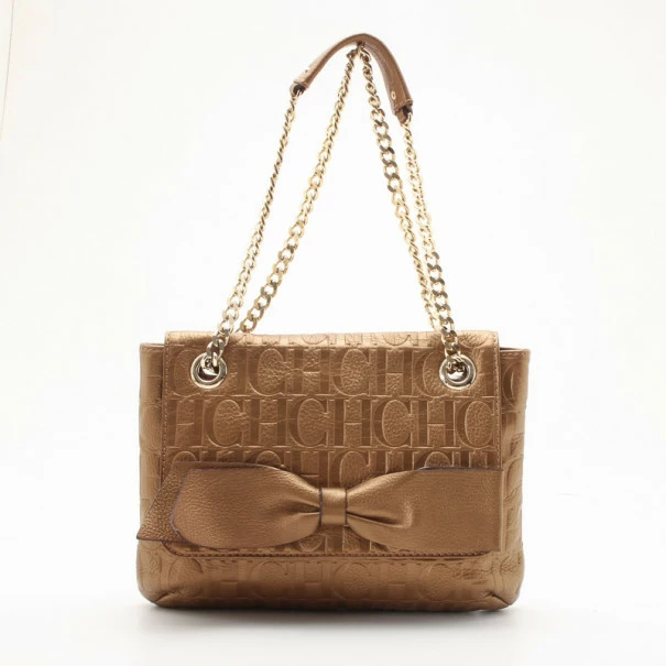 Carolina Herrera 'Audrey' Bronze Monogram Embossed Bag Women - Gold