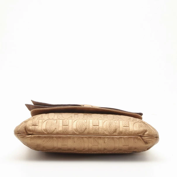 Carolina Herrera 'Audrey' Bronze Monogram Embossed Bag Women - Gold