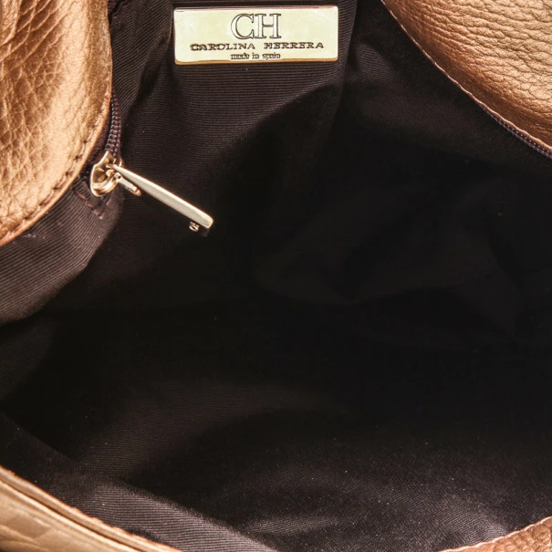 Carolina Herrera 'Audrey' Bronze Monogram Embossed Bag Women - Gold