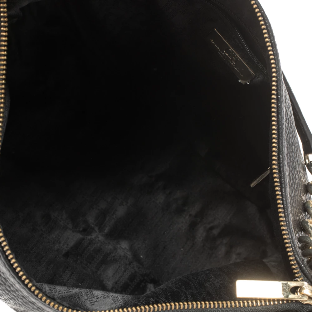 Carolina Herrera Black Leather Tassel Chain Hobo Women
