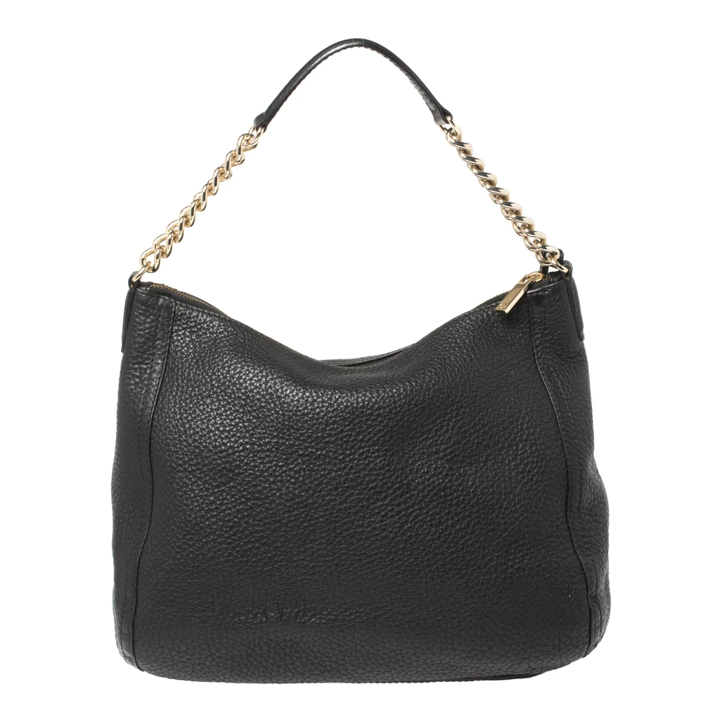 Carolina Herrera Black Leather Tassel Chain Hobo Women