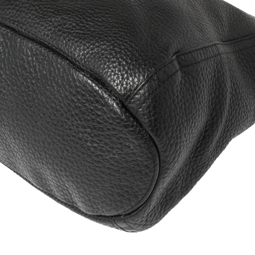 Carolina Herrera Black Leather Tassel Chain Hobo Women