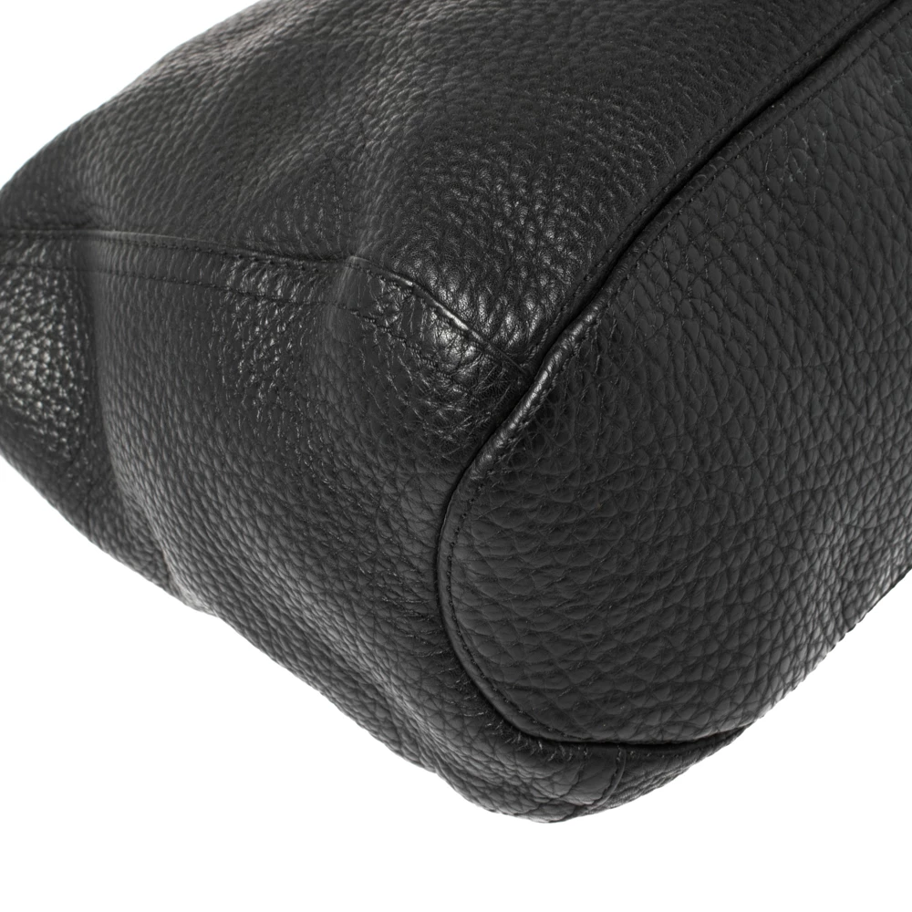 Carolina Herrera Black Leather Tassel Chain Hobo Women