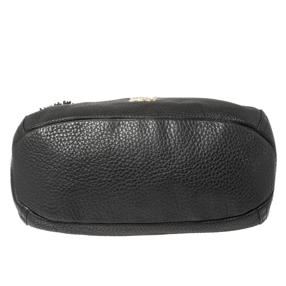 Carolina Herrera Black Leather Tassel Chain Hobo Women