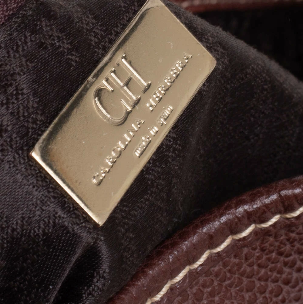 Carolina Herrera Brown Pebbled Leather Matteo Tote Women