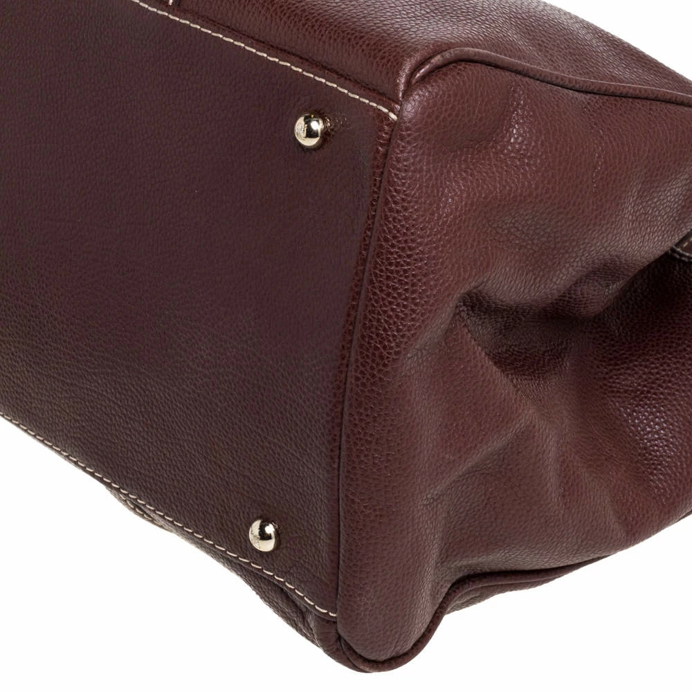 Carolina Herrera Brown Pebbled Leather Matteo Tote Women