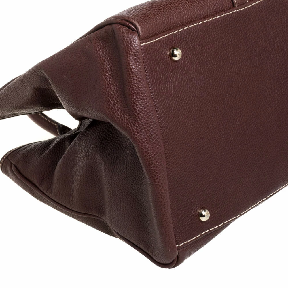 Carolina Herrera Brown Pebbled Leather Matteo Tote Women