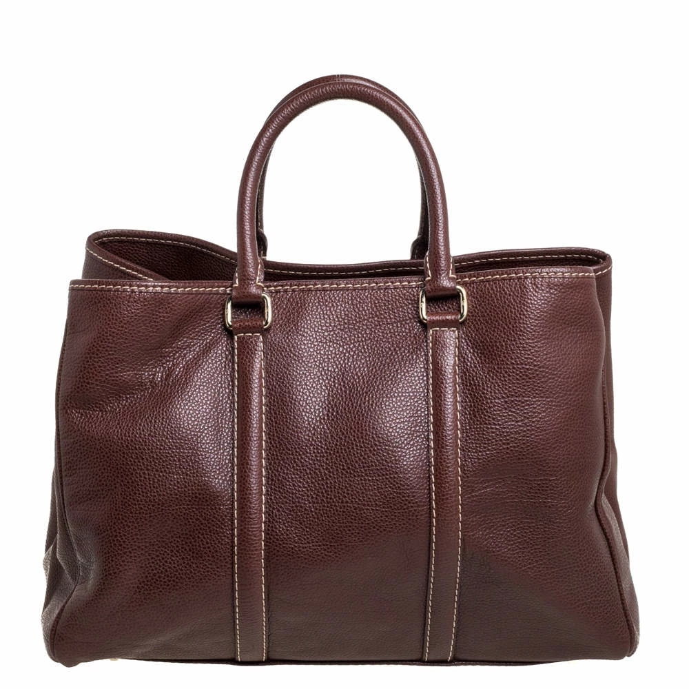 Carolina Herrera Brown Pebbled Leather Matteo Tote Women