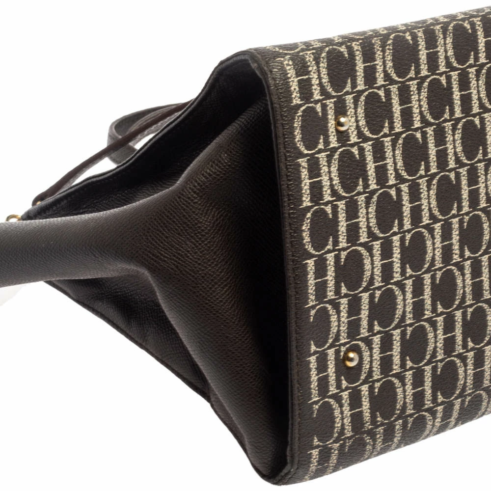 Carolina Herrera Brown Signature Coated Canvas Tote Women