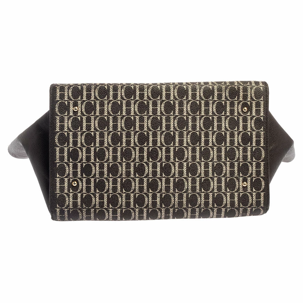 Carolina Herrera Brown Signature Coated Canvas Tote Women