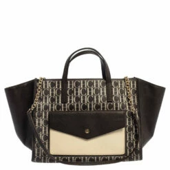 Carolina Herrera Brown Signature Coated Canvas Tote Women