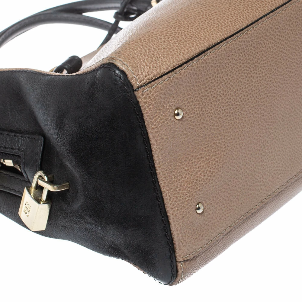 Carolina Herrera Black/Beige Leather Zip Tote Women