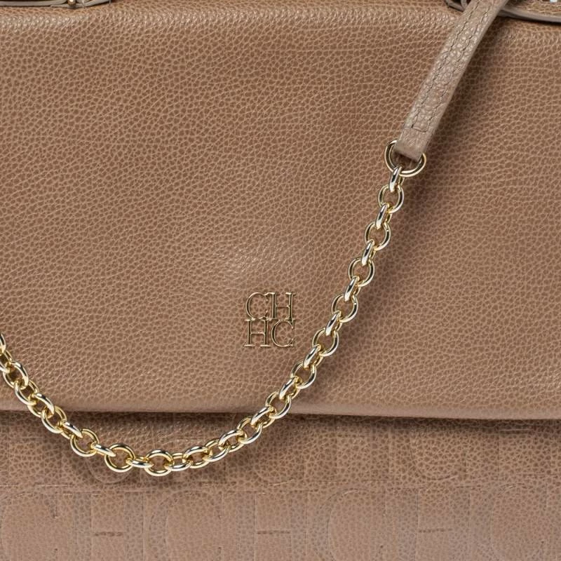 Carolina Herrera Beige Leather Minueto Top Handle Bag Women