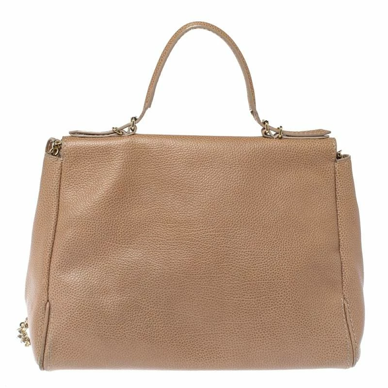 Carolina Herrera Beige Leather Minueto Top Handle Bag Women