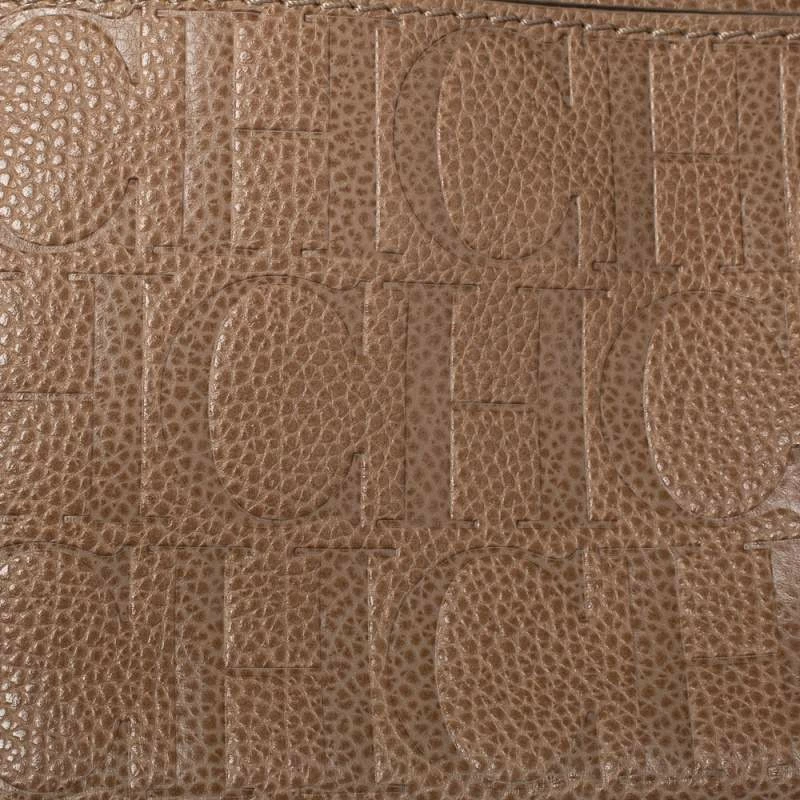 Carolina Herrera Beige Leather Minueto Top Handle Bag Women